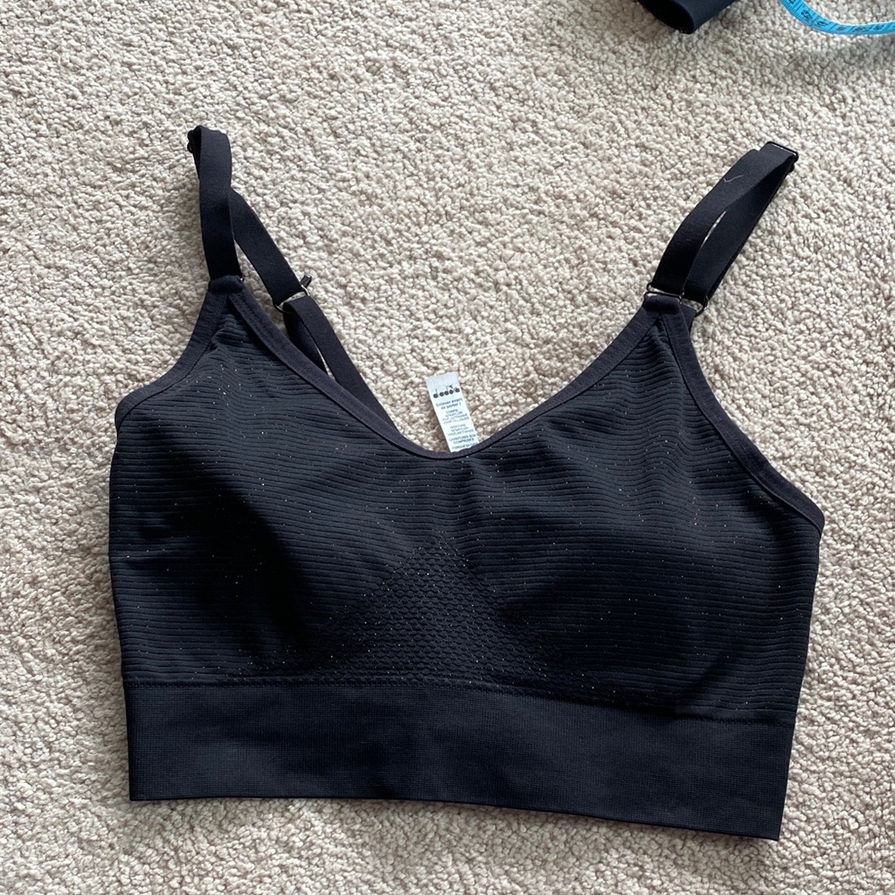 Diadora Black glitter Sports Bra on like new condition size medium
